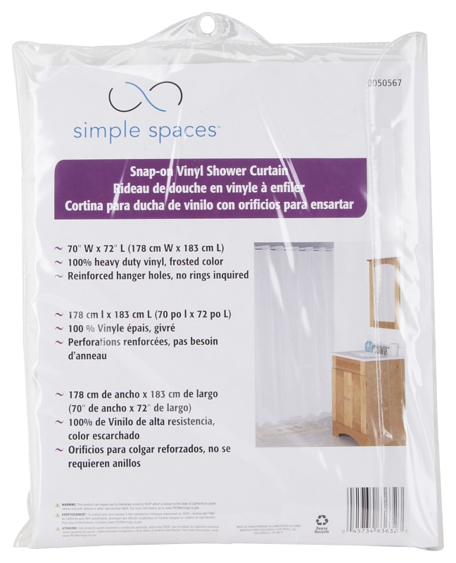 Simple Spaces XG-02-FS Hookless Shower Curtain, Vinyl