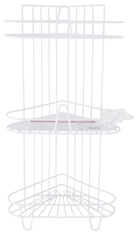 Simple Spaces SS-SC3-29-PE-3L Shower Caddy, 3-Shelf, 11-5/8 in OAW, 23-1/4 in OAH, 8-1/4 in OAD, 10 lb