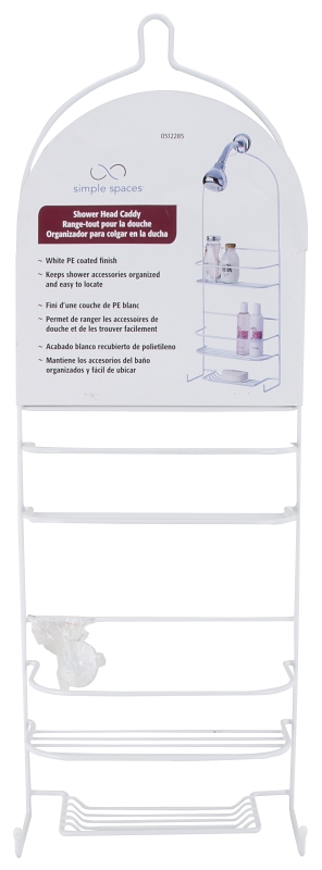 Simple Spaces SS-5786-PE-3L Shower Caddy, 3-Shelf, Steel, 10 in OAW, 27-3/4 in OAH, 4-1/4 in OAD, 10 lb