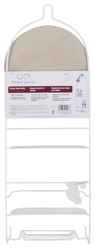 Simple Spaces SS-5786-PE-3L Shower Caddy, 3-Shelf, Steel, 10 in OAW, 27-3/4 in OAH, 4-1/4 in OAD, 10 lb