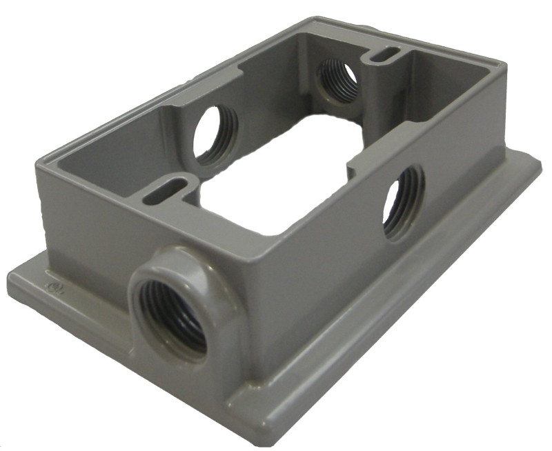 BWF 10XF-1 Box Extension Adapter, 5-1/4 in L, 3-1/2 in W, 1-Gang, Metal, Gray