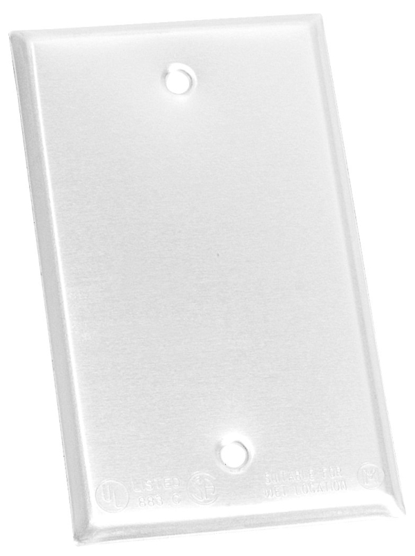 BWF 711W-1 Cover, 4-9/16 in L, 2-13/16 in W, Steel, White, Powder-Coated