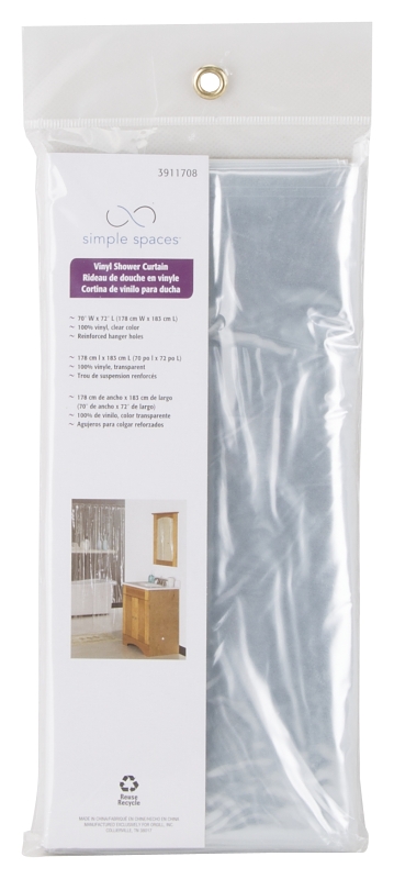 Simple Spaces SD-PCP01-C3L Shower Curtain, Vinyl, Clear, Clear