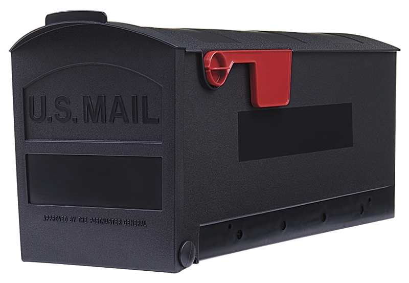 Gibraltar Mailboxes Patriot Series GMB505B01 Rural Mailbox, 1000 cu-in Capacity, Plastic, 8.4 in W, 20-1/2 in D, Black