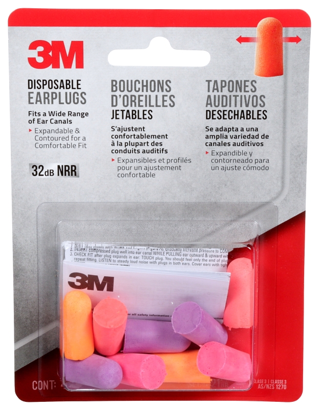 3M TEKK Protection 7000122741 Disposable Ear Plugs, 32 dB NRR, Foam Ear Plug, Assorted Ear Plug