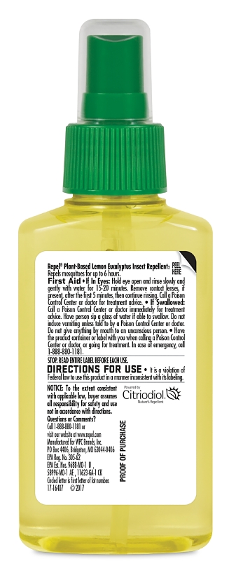 Repel HG-94109 Insect Repellent, 4 fl-oz, Bottle, Liquid, Yellow, Lemon Eucalyptus