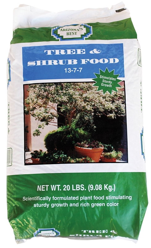 Arizona's Best AZB10081 Tree and Shrub Food, 20 lb, Solid, 13-7-7 N-P-K Ratio