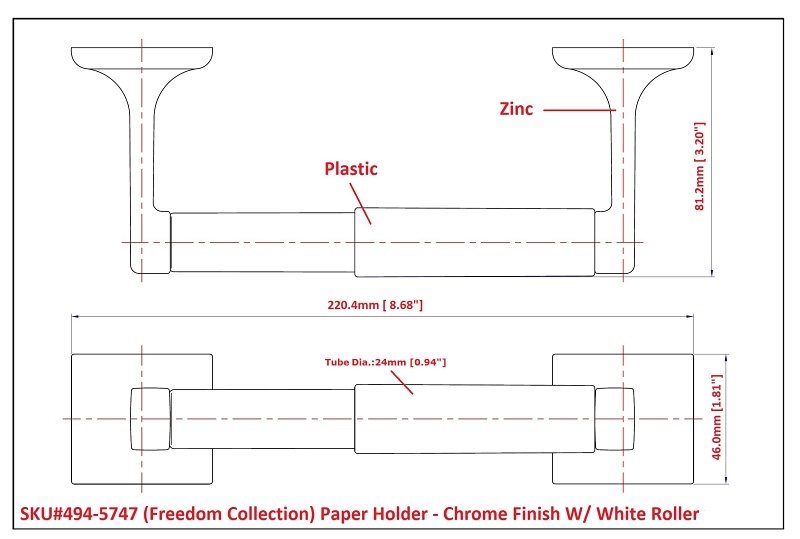 Boston Harbor L752-26-03 Paper Holder, Plastic/Zinc, Chrome, Wall Mounting