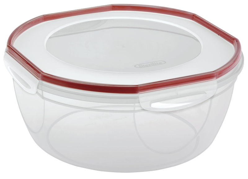 Sterilite Ultra•Seal 03958602 Storage Bowl, 8.1 qt Capacity, Plastic, Clear/Rocket Red, 5-5/8 in Dia, 12 in H