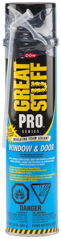 Dow GREAT STUFF PRO 217025 Insulating Foam Sealant, Yellow, 40 to 100 deg F, 20 oz Can