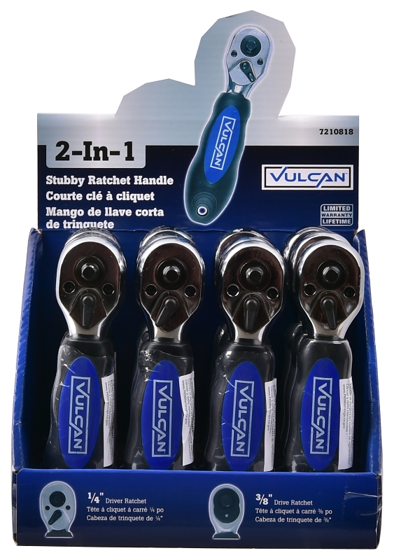 Vulcan 900060 Stubby Ratchet, 1/4 x 3/8 in Drive