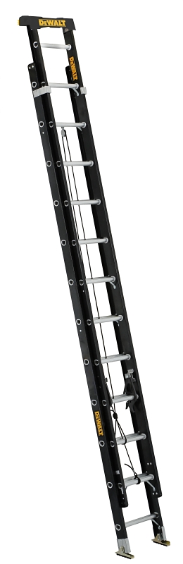 DeWALT DXL3020-24PT Extension Ladder, 282 in H Reach, 300 lb, 1-1/2 in D Step, Fiberglass