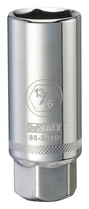DeWALT DWMT86381OSP Spark Plug Socket, 3/8 in Drive, 6-Point, Polished Chrome-Vanadium