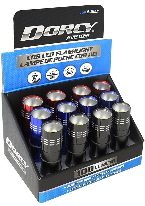 Dorcy 41-6245 Flashlight, AAA Battery, Alkaline Battery, LED Lamp, 23 Lumens, 50 m Beam Distance, 18 hr Run Time