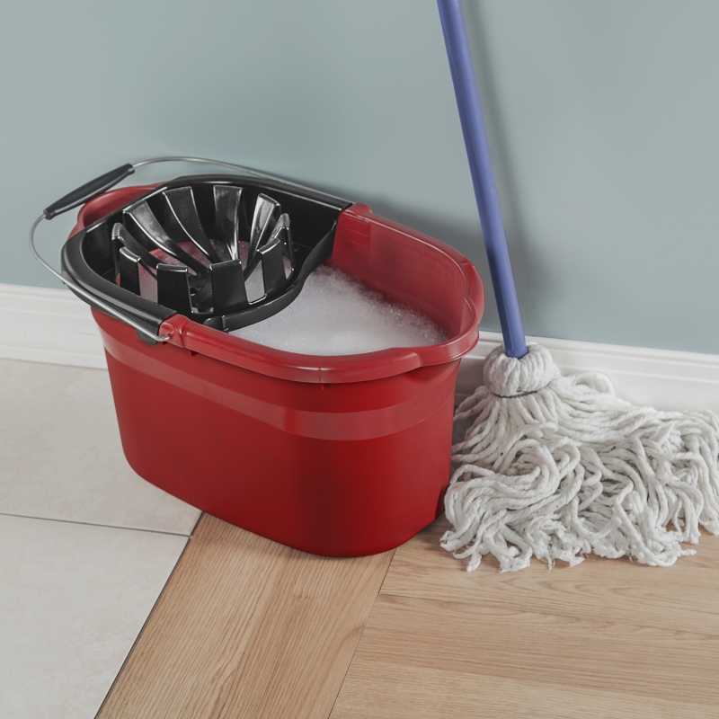Sterilite COLORmaxx 11295804 Mop Wringer Bucket, 17-1/2 qt Capacity, Red