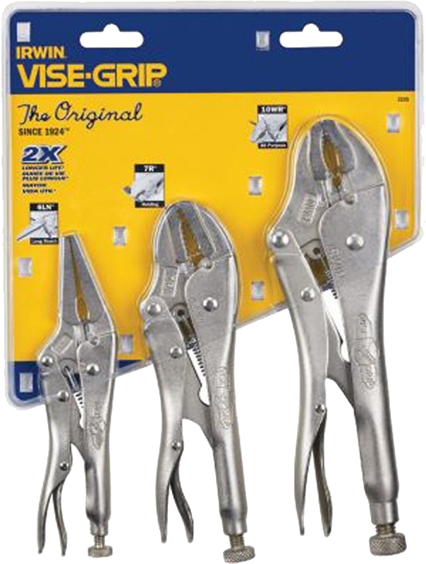 Irwin 323S Locking Pliers Set, 3-Piece, Alloy Steel, Silver