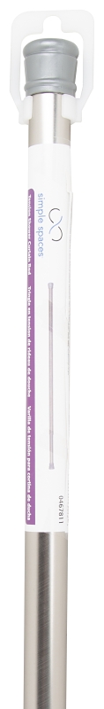 Simple Spaces SD-SR36-BN Shower Curtain Rod, 7-1/2 lb, 36 to 63 in L Adjustable, 1 in Dia Rod, Steel, Brushed Nickel