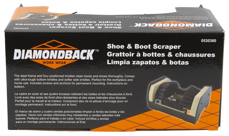 Diamondback ZJ1016 Shoe and Boot Scraper, Polypropylene Bristle