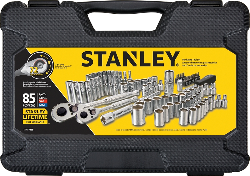 STANLEY STMT71651 Tool Set, 85-Piece, Vanadium Steel, Polished Chrome