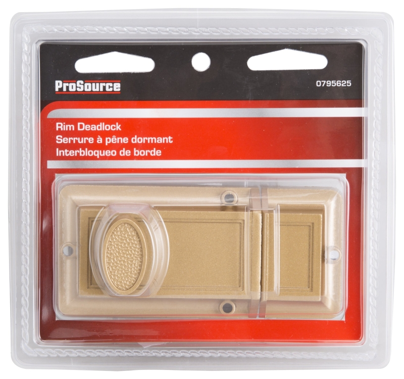 ProSource 6224497-PS Rim Deadbolt, Keyed Different Key, Brass, Brass, Kwikset Keyway, 1-2-3/8 in Thick Door