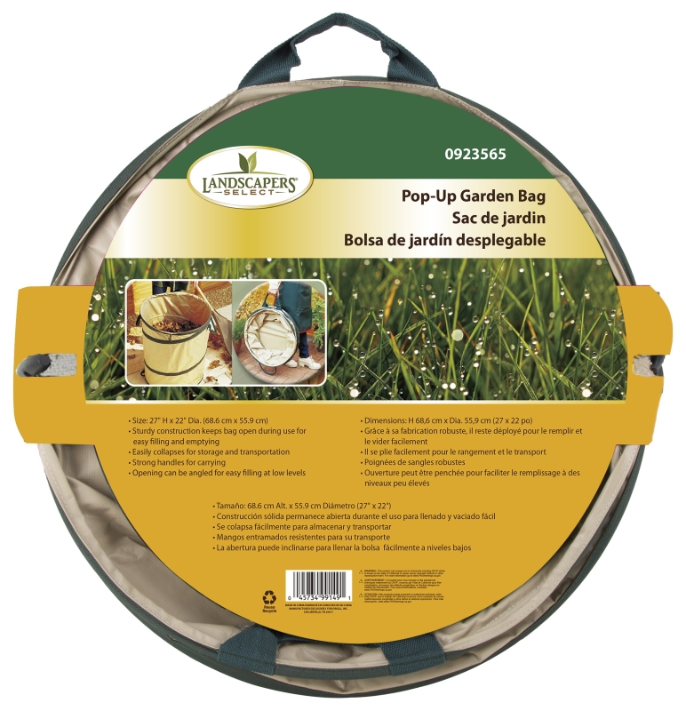 Landscapers Select GB-6001-3L Garden Bag, 27 in L, 2 H x 22 Dia in, 45 gals Capacity, PVC, Beige