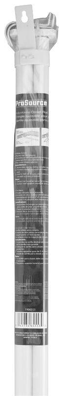ProSource 21090PHX-PS Adjustable Closet Rod, 96 to 150 in L, Steel