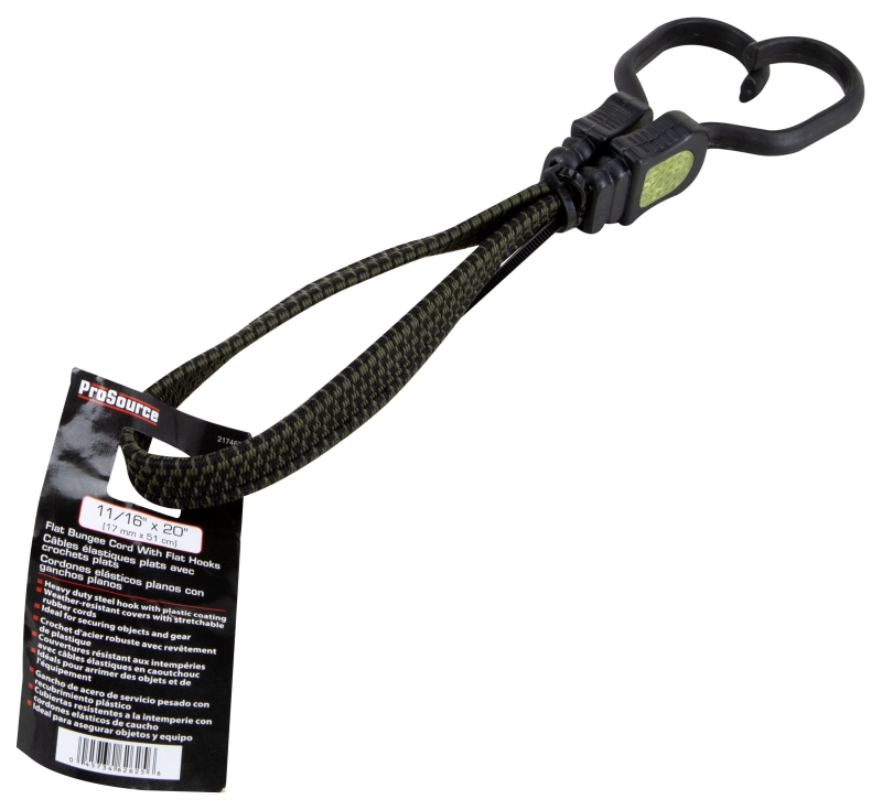ProSource FH92106-2 Stretch Cord, 17 mm Dia, 20 in L, Polypropylene, Camouflage, Hook End