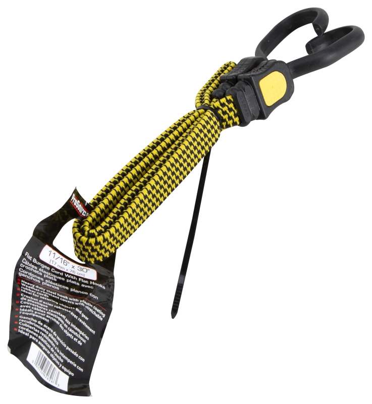 ProSource FH92106-3 Stretch Cord, 17 mm Dia, 30 in L, Polypropylene, Yellow, Hook End
