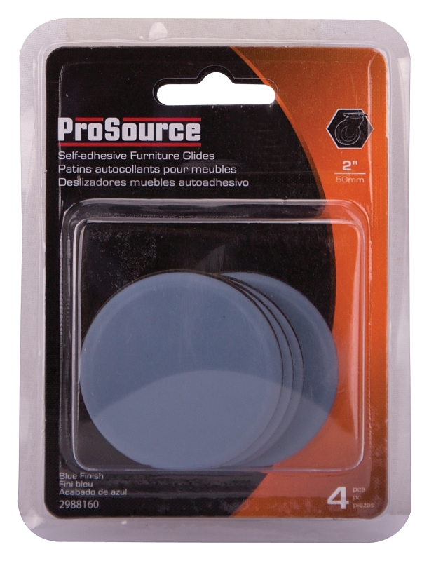 ProSource FE-50102-PS Furniture Glide, PTFE, Blue, Blue, 2 x 2 x 7/32 in Dimensions