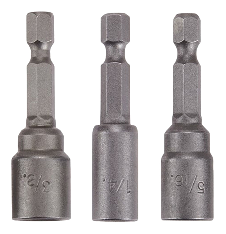 Irwin IWAF242-3 Series Nutsetter Set, 1-7/8 in L Dimensions, 3-Piece, Lobular, Steel