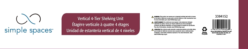 Simple Spaces SS-JR0404-WH 4-Tier Shelf Stacker, Each Shelf: 132 lb, 4-Tier Shelving-Level, 31 in W, Steel, White