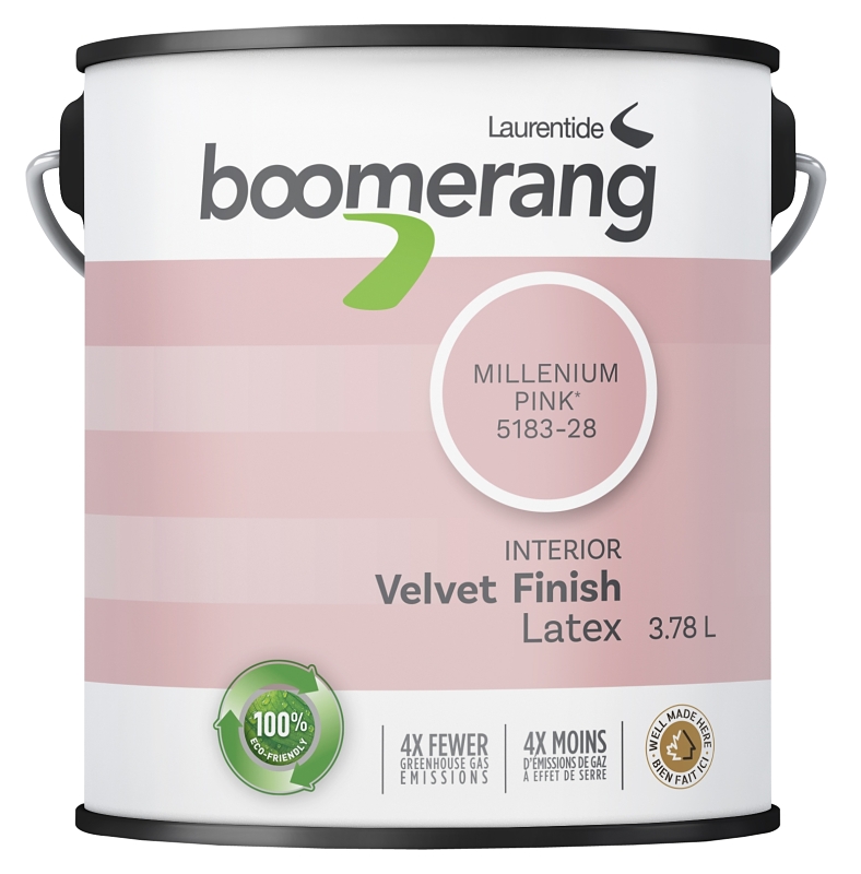 Boomerang 5183 Series 5183-28L19 Interior Paint, Eggshell, Millennium Pink, 1 gal, 40 sq-m Coverage Area