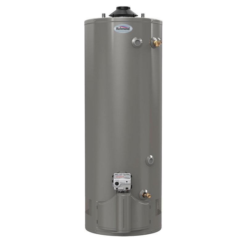 Richmond 6G40S-38FN4 Water Heater, Natural Gas, 40 gal Tank, 38,000 Btu BTU, 44 in Water Connection Location