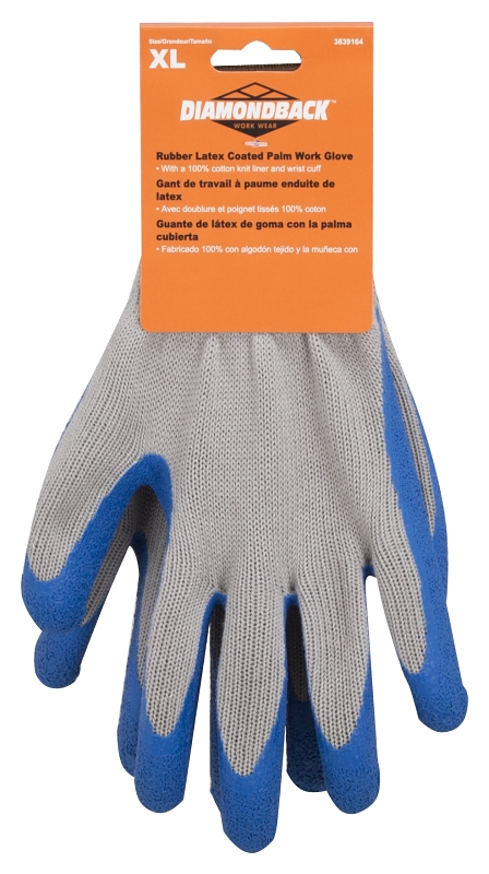 Diamondback GV-SHOWA/XL Gripper Work Gloves, Men & Women, 10-1/4 in L, Knit Liner Cuff, Rubber Latex Coating