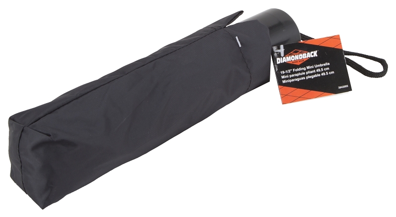 Diamondback Mini Rain 123 Umbrella, Nylon Fabric, Black Fabric, 19 in