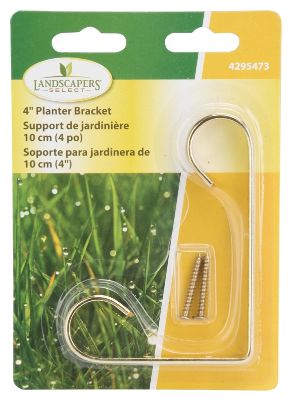 Landscapers Select GB0163L Planter Bracket, 4-1/4 L, Steel, Brass, Wall Mount Mounting