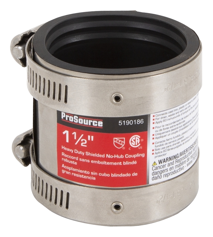 ProSource KJ-009 Coupling, 1-1/2 in, Cast Iron, Plastic or Steel to Plastic, Steel or Extra-Heavy Cast Iron Pipes