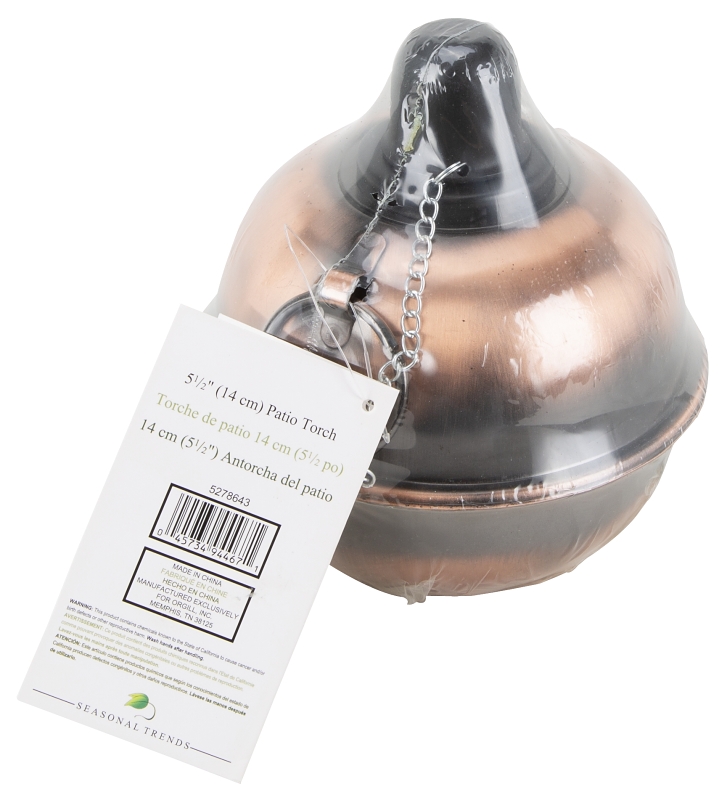 Seasonal Trends GB-3709 Patio Torch, Fiberglass/Steel, Antique Bronze, Copper