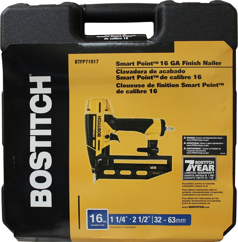 Bostitch BTFP71917 Finish Nailer Kit, 12.5 in L x 3.3 in W x 11.3 in H Dimensions, 100 Magazine, Glue Collation