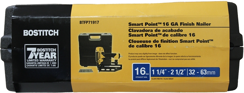 Bostitch BTFP71917 Finish Nailer Kit, 12.5 in L x 3.3 in W x 11.3 in H Dimensions, 100 Magazine, Glue Collation