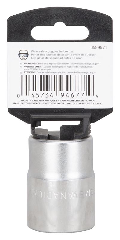 Vulcan MT-SM6027 Drive Socket, 27 mm Socket, 3/4 in Drive, 12-Point, Chrome Vanadium Steel, Chrome