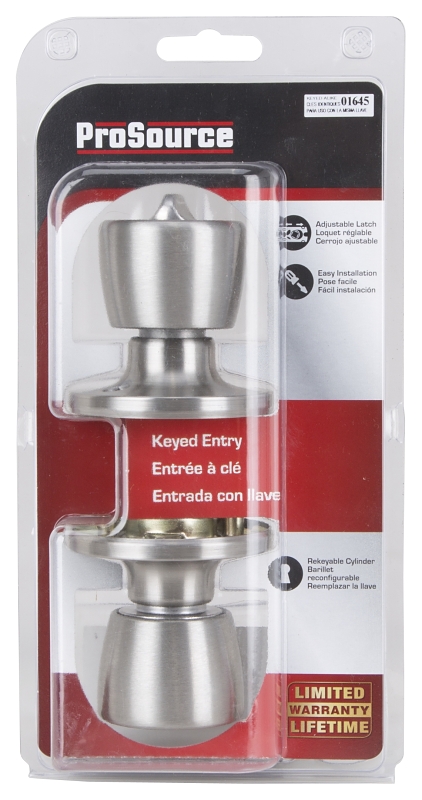 ProSource TS600V-PS Entry Knob, Stainless Steel, Brass, KW1 Keyway, 3 Grade