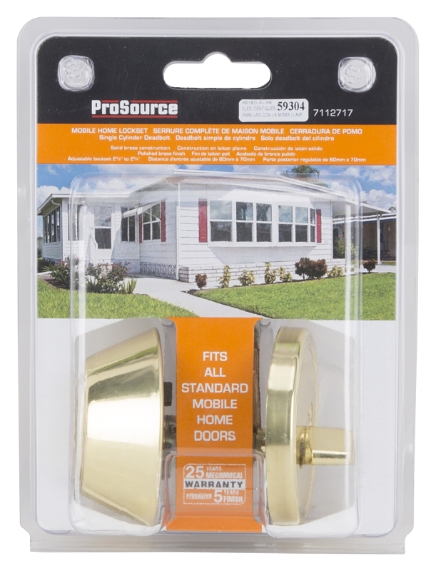 ProSource Signature Series T-D101PB Deadbolt, 3 Grade, Polished Brass, 2-3/8, 2-3/4 in Backset, KW1 Keyway