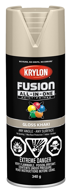 Krylon 427130007 Spray Paint, 12 oz Can, 25 sq-ft Coverage Area, Acrylic Base, Gloss, Khaki