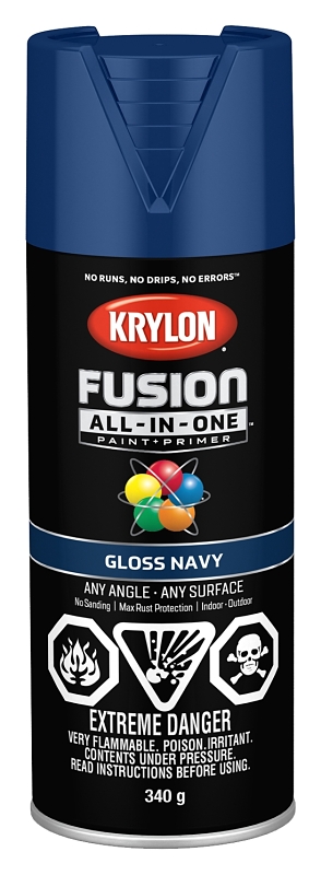 Krylon 427140007 Spray Paint, 12 oz Can, 25 sq-ft Coverage Area, Acrylic Base, Gloss, Navy