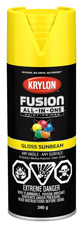Krylon 427250007 Spray Paint, 12 oz Can, 25 sq-ft Coverage Area, Oil Base, Gloss, Sunbeam