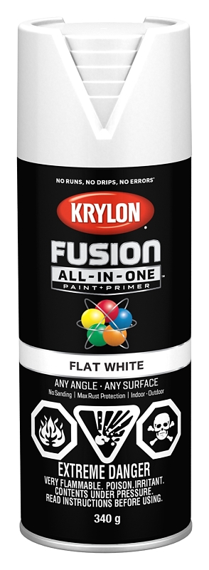 Krylon 427300007 Spray Paint, 12 oz Can, 25 sq-ft Coverage Area, Oil Base, Flat, White
