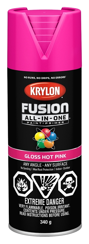 Krylon 427080007 Spray Paint, Gloss, Hot Pink, 12 oz, Can