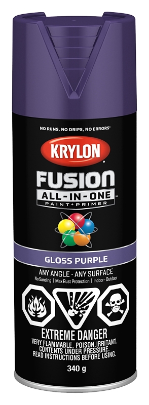 Krylon 427190007 Spray Paint, 12 oz Can, 25 sq-ft Coverage Area, Acrylic Base, Gloss, Purple
