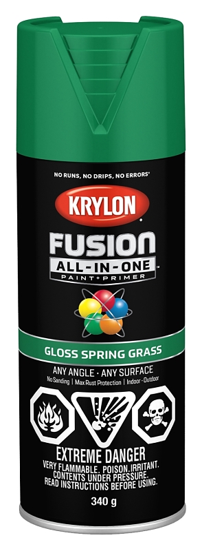 Krylon 427240007 Spray Paint, 12 oz Can, 25 sq-ft Coverage Area, Acrylic Base, Gloss, Spring Grass